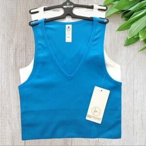 (NWT) 90 Degrees 2 PK Women’s Rib Seamless Highline Tank in Blue & White, Small